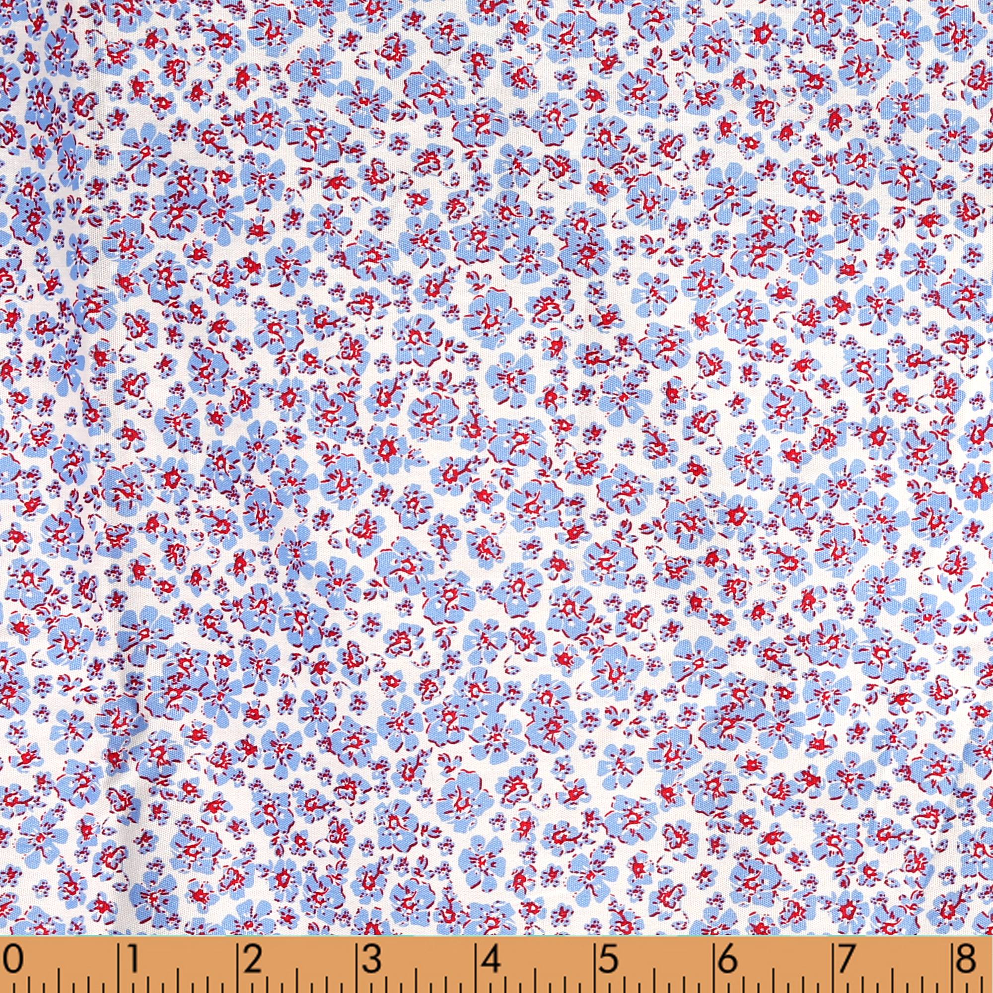 F30 - tiny blue and red floral fabric